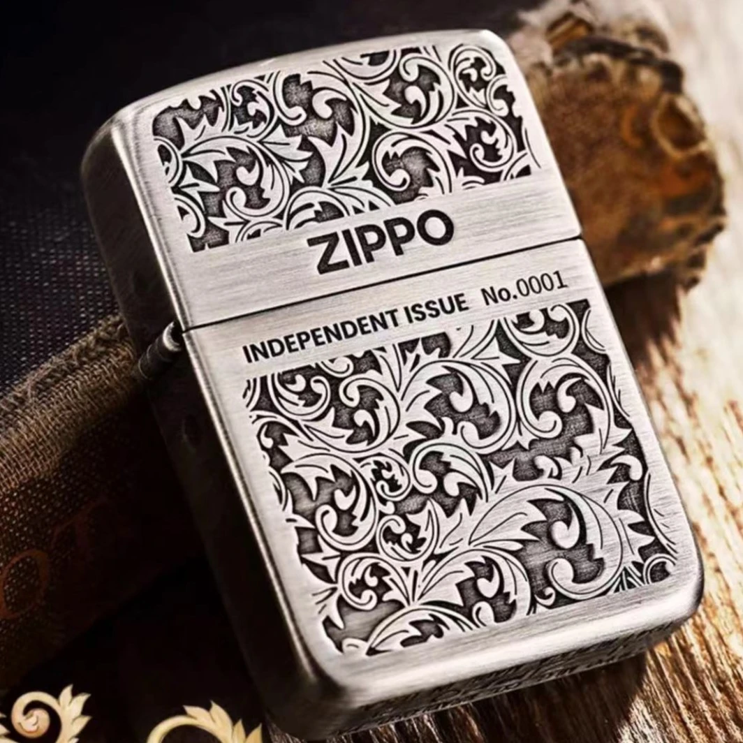 ZIPPO打火机1941复刻熏银双面唐草标男士友礼DIY 卖假货一本儿没