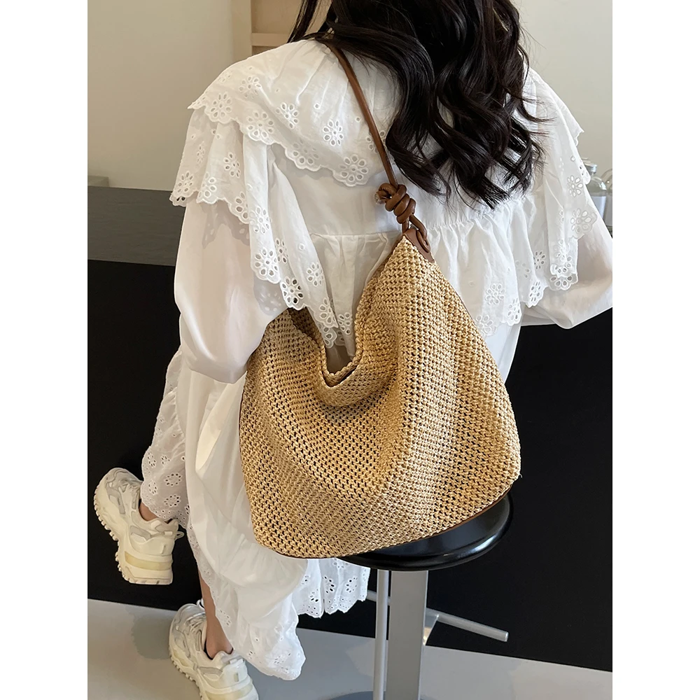 上档次小包包大容量包女2024新款夏季百搭单肩海边度假沙滩包托特