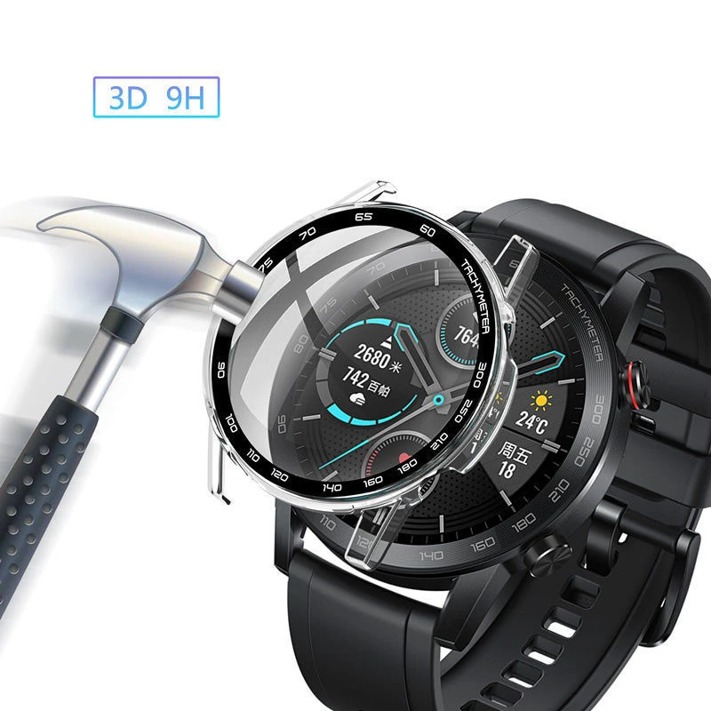 华为荣耀手表2手表壳MagicWatch2 46m一体钢化膜PC磨砂保护壳防摔