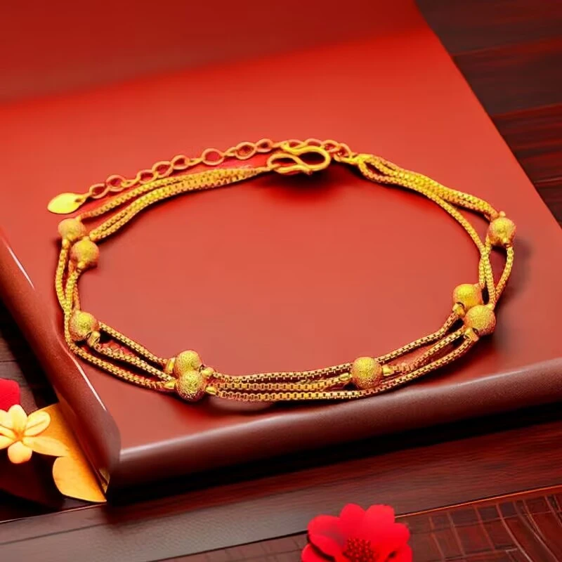 合金脚链 三生三世转运珠脚链女款时尚气质多层可调节脚链不掉色