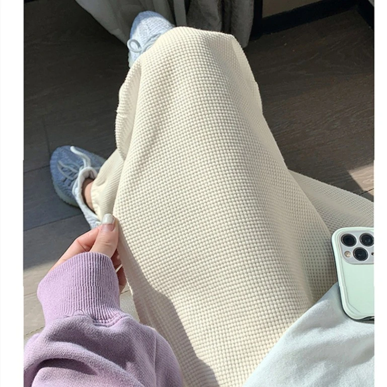 【SALW】孕妇裤高腰托腹裤束脚华夫格卫裤运动裤