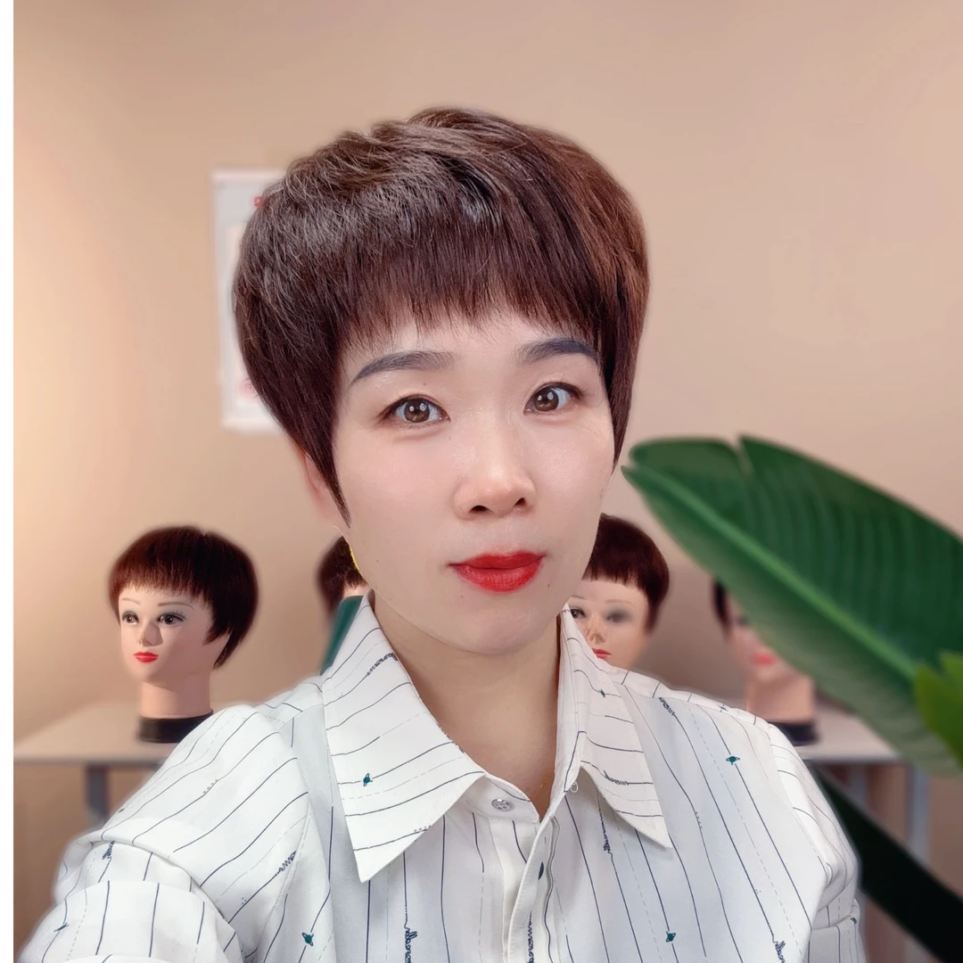 全手织纹理短直发百搭自然显年轻的一款短发