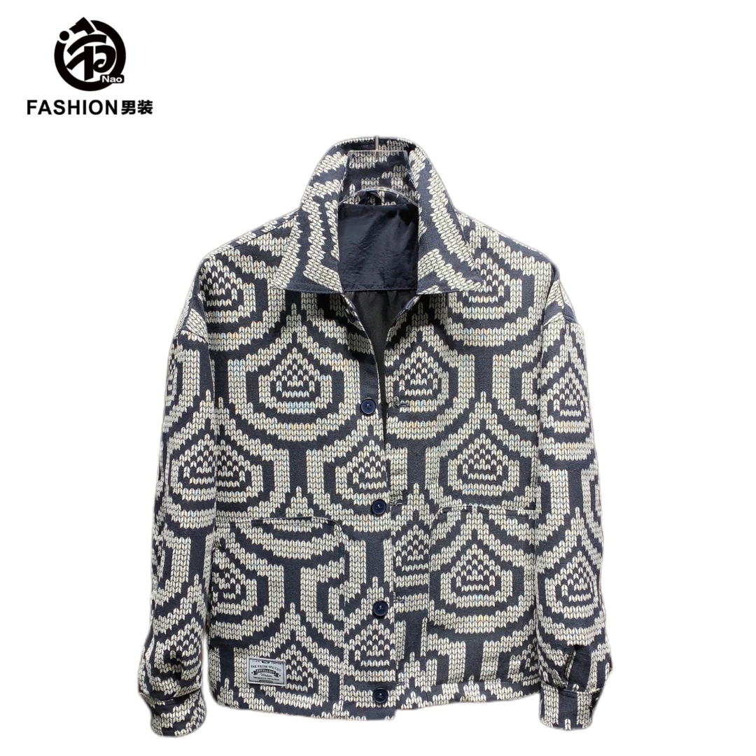 (闹闹穿搭）22126春季新款男士潮流休闲印花时尚翻领韩版帅气夹克