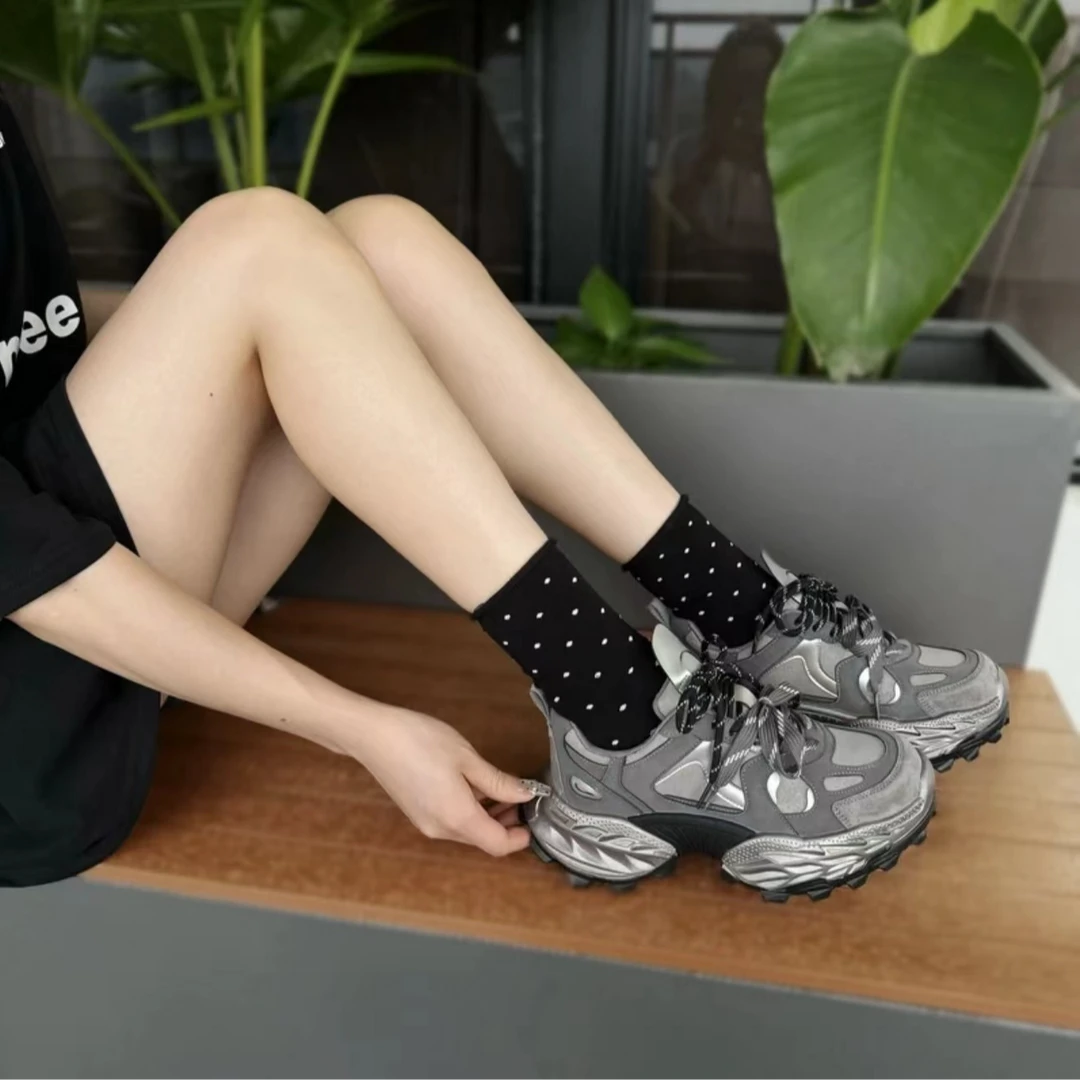 [二哥专属]【黑悟空】韩版时尚百搭系带厚底老爹鞋加绒拼色鞋898-1