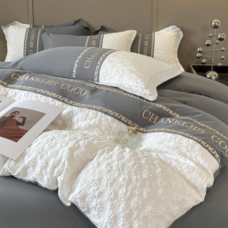 路约威格纯棉床单四件套全棉裸睡舒适被套简约轻奢高级感床上用品