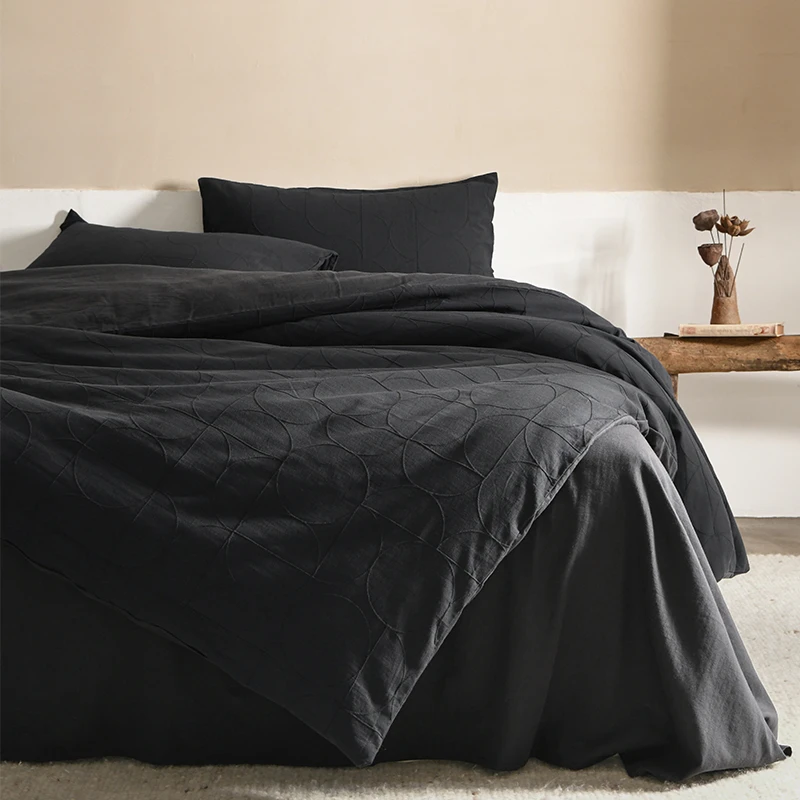 路约威格复古侘寂风床上四件套100全棉纯棉床单被套简约高级感