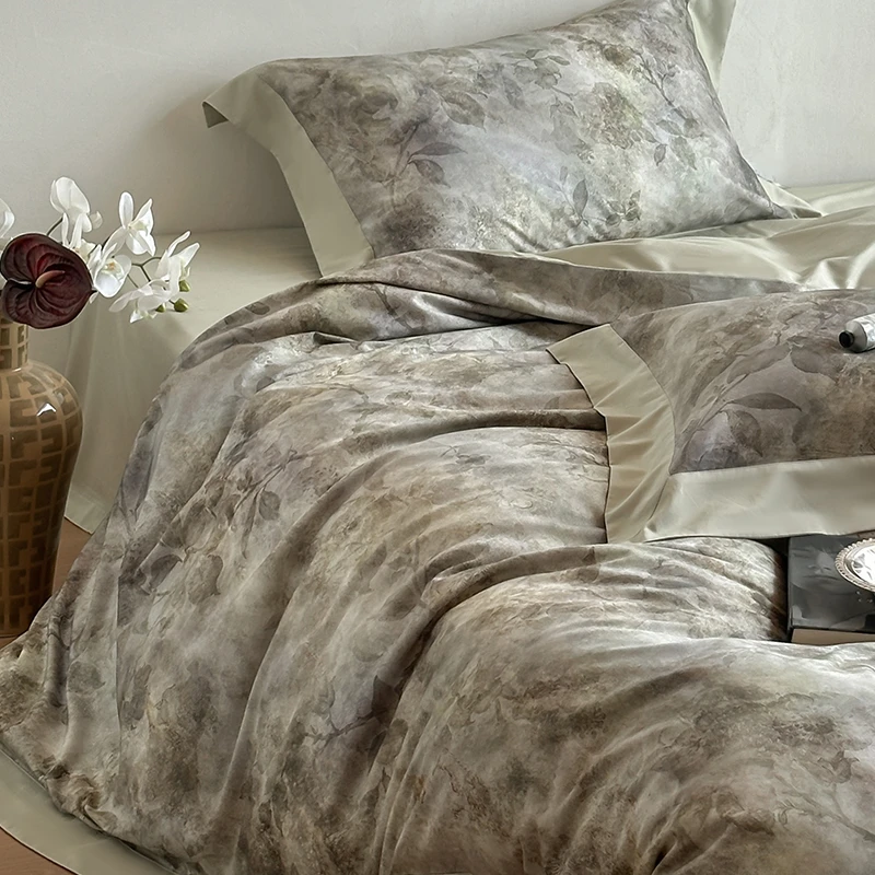 路约威格秋冬季加厚纯棉磨毛四件套全棉美式复古风被套床上用品