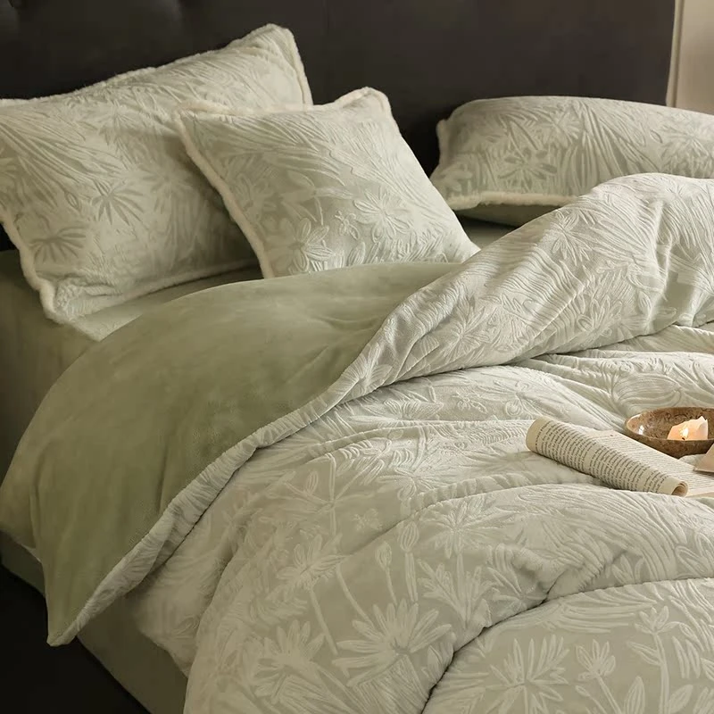 路约威格加厚保暖牛奶绒四件套法式浪漫高级感冬季加厚双面绒学生