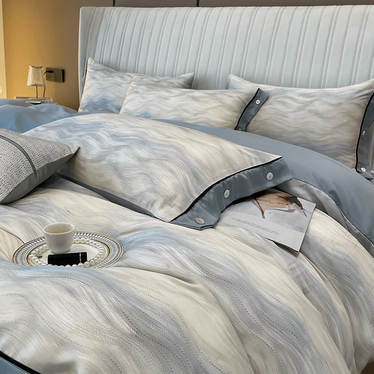 路约威格A类高端奥地利兰精天丝床上四件套简约宽边冰丝滑凉感