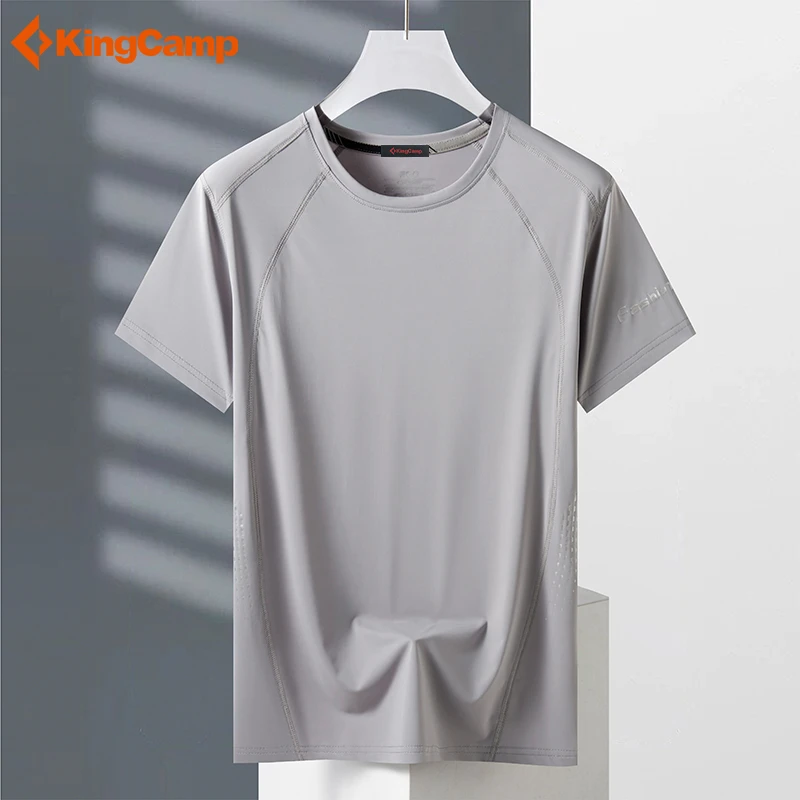 Kingcamp冰丝短袖男夏季轻薄透气网眼快干衣户外宽松运动速干T恤