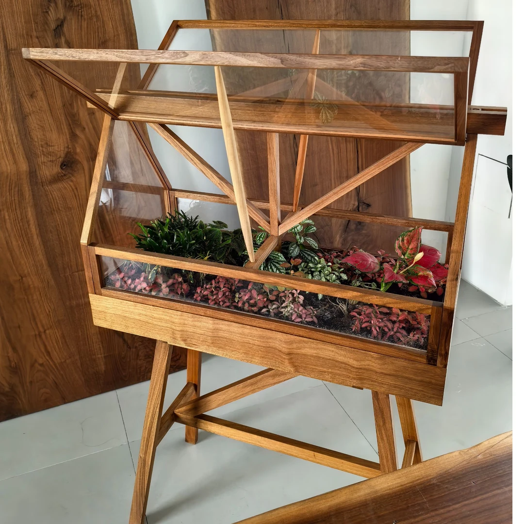 北美黑胡桃木实木温室手工木艺花房