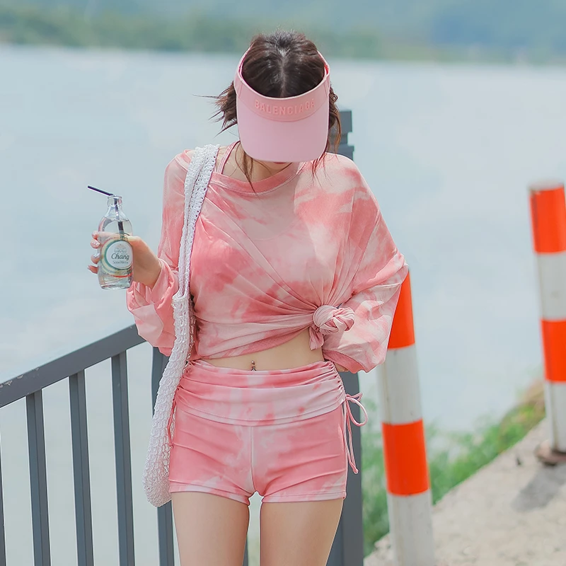 高能感2025新女分体三件套罩衫防晒感新款性感海滩大码ins风泳装