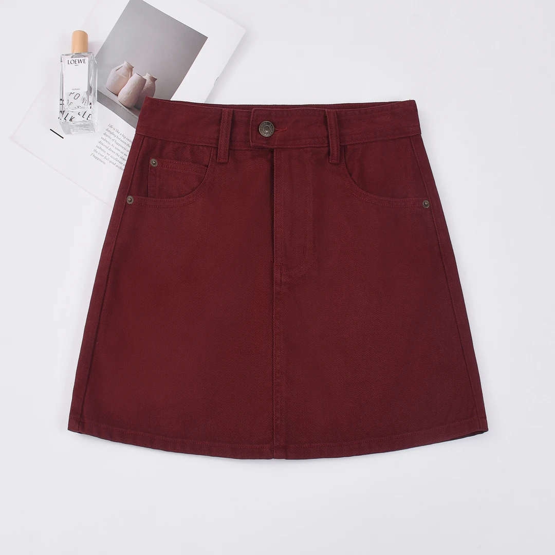 2024款【秋冬上新】牛仔红色无弹短裙安全裤内衬活性长腿神器
