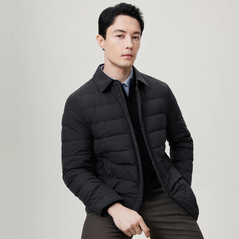 EMZ鄂尔多斯度假防风保暖秋冬新款男士商务休闲防风翻领羽绒服