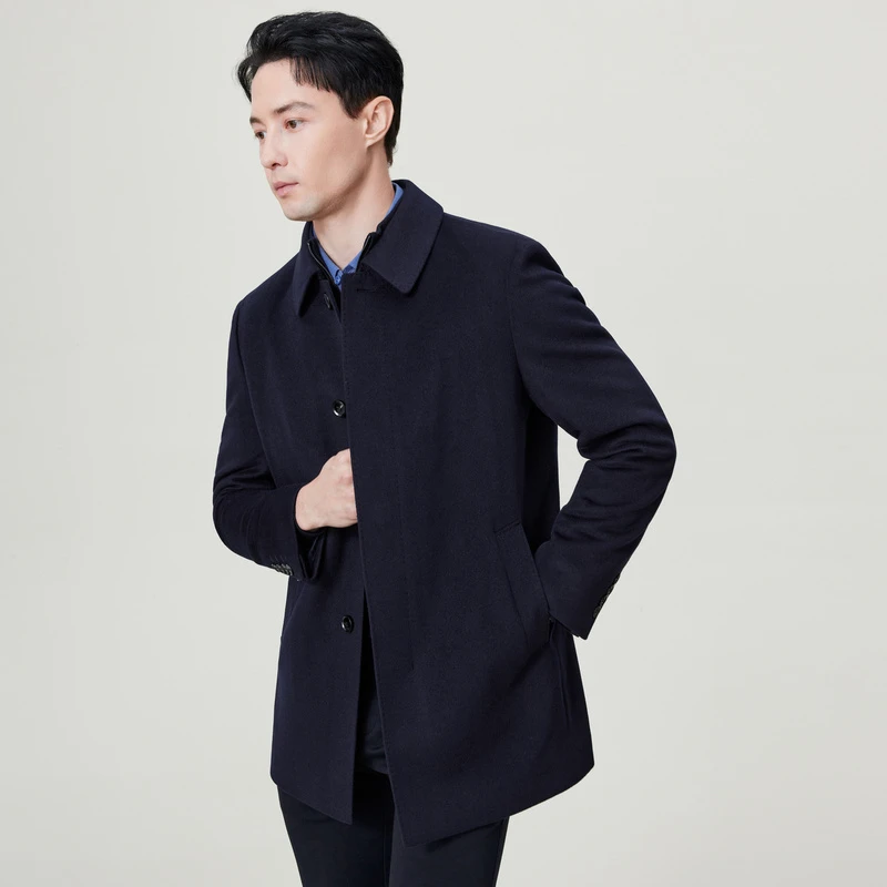 EMZ鄂尔多斯【绵羊毛+山羊绒】秋冬商务休闲毛呢大衣挺括保暖大衣