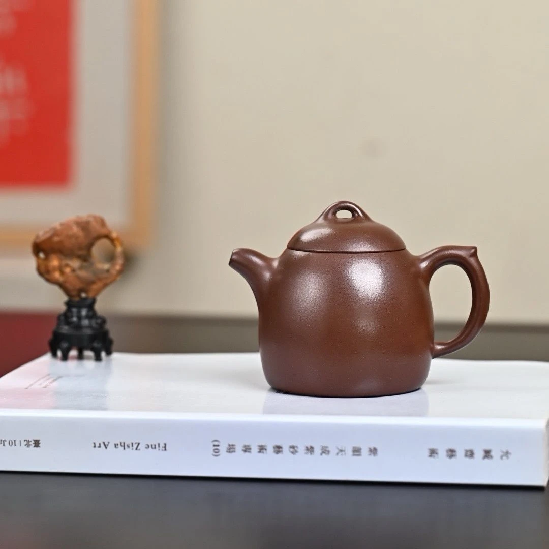 250毫升宜兴紫砂壶手工原矿老紫泥内推孔功夫茶壶秦权壶