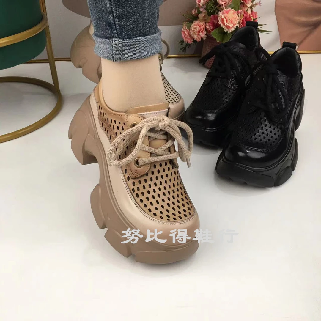 百310真皮厚底镂空乐福鞋
