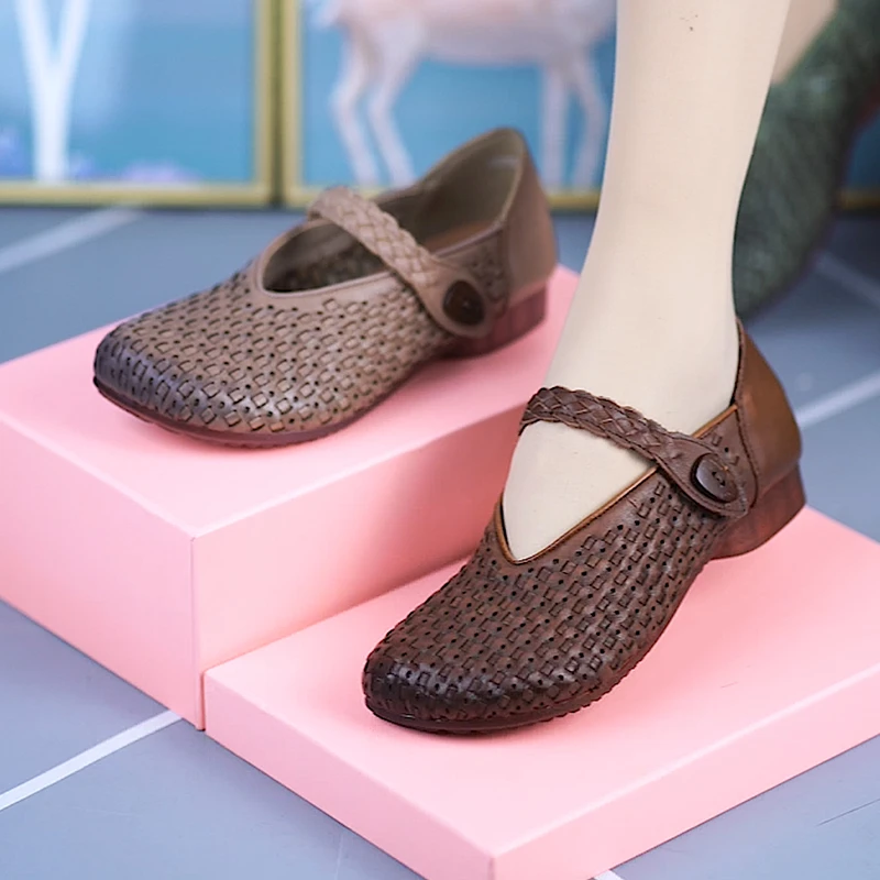 如88093真皮平底妈妈鞋