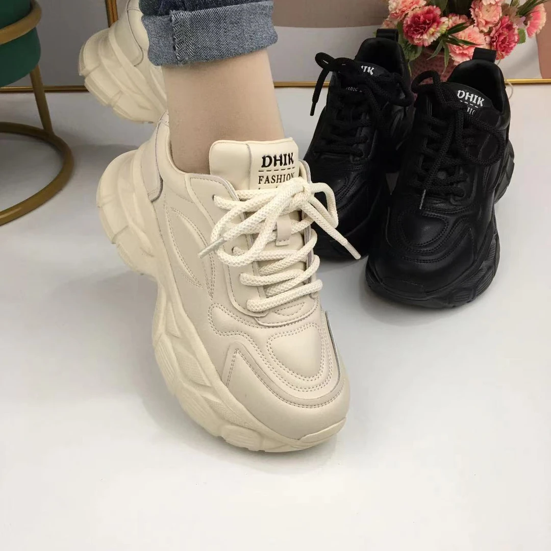 新款7421真皮厚底老爹鞋