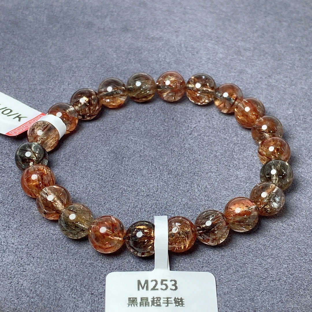 【阿波严选】天然水晶黑金超七单圈手串-多样性发一M253