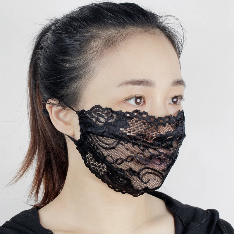 成人夏秋季单层蕾丝女士口罩性感遮阳防晒可爱透气可清洗面罩5903