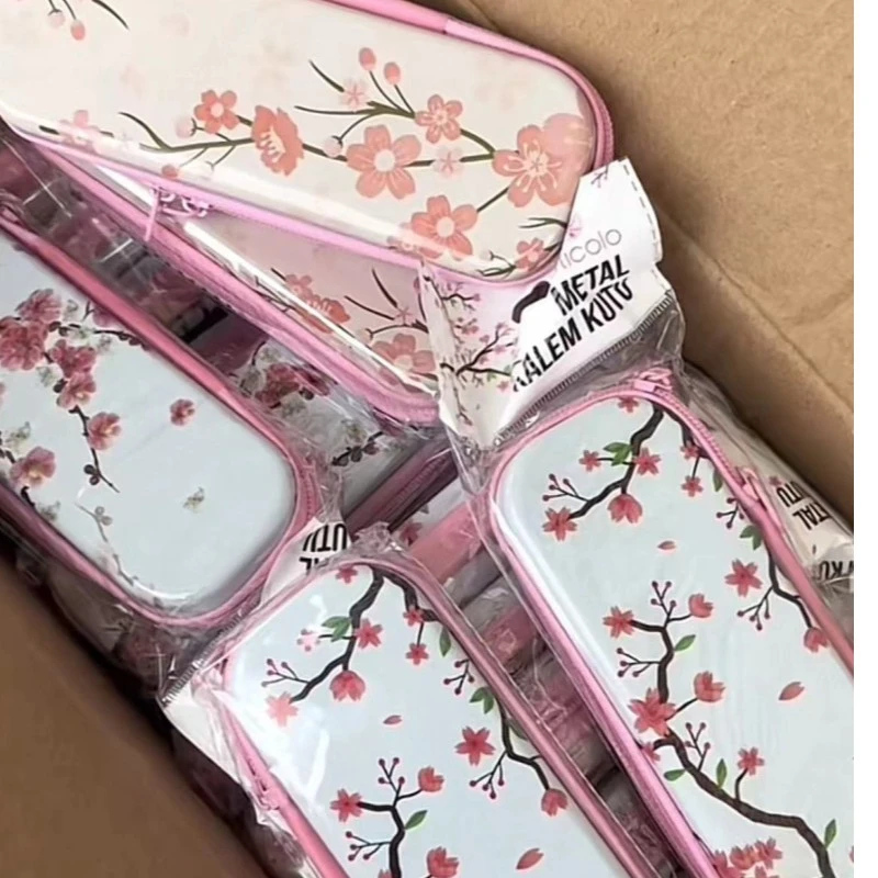 清2月25号一44号发3个！粉花笔袋多功能收纳盒