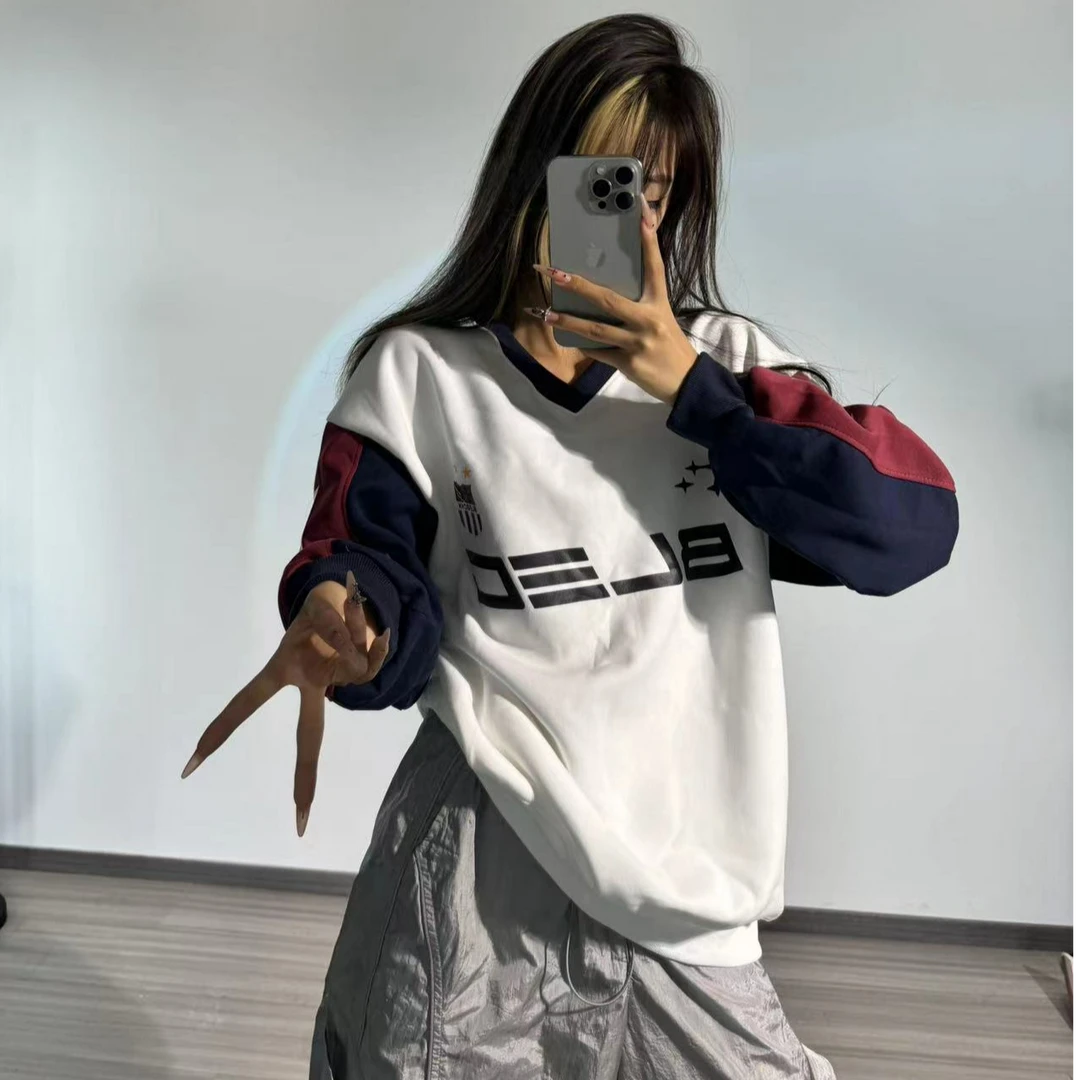 十三姨古潮者2024秋冬美式复古卫衣女宽松套头高街长袖ins个性