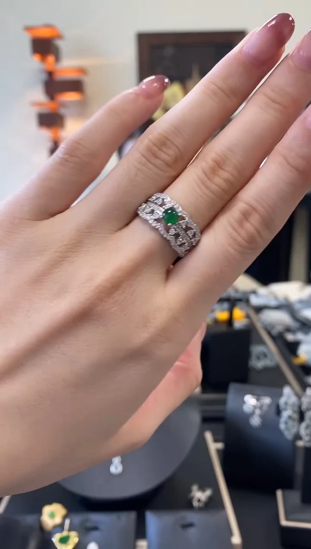 【闪购商品】翡翠戒指银S925镶嵌银镶