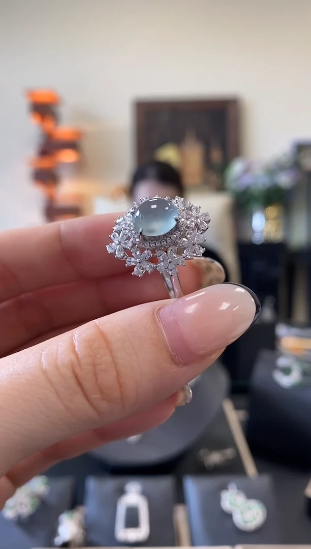 【闪购商品】翡翠戒指银S925镶嵌银镶