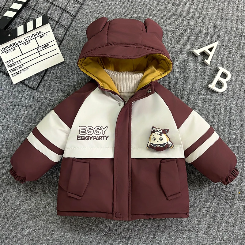 新款冬季保暖连帽加厚棉服男女宝宝通用蛋仔棉服洋气儿童韩版