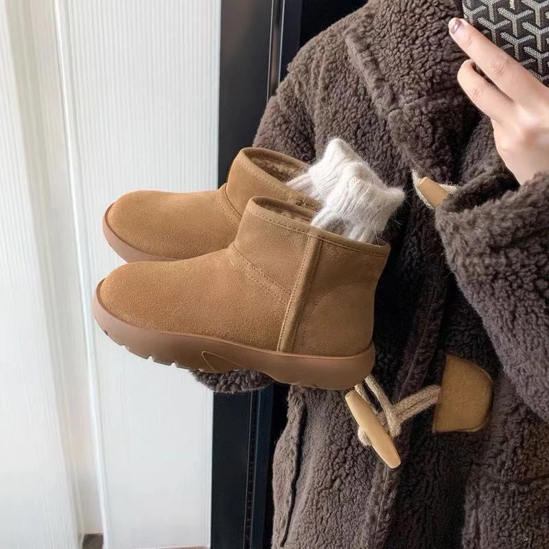 《大秋家》女鞋雪地靴保暖新款加绒雪地靴百搭厚底鞋冬季欧货高帮款