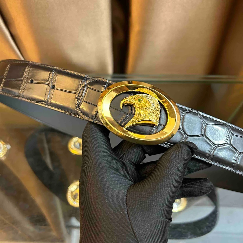 史蒂芬新款百搭男士皮带高档休闲老鹰头牛皮腰带青中老年时尚商务