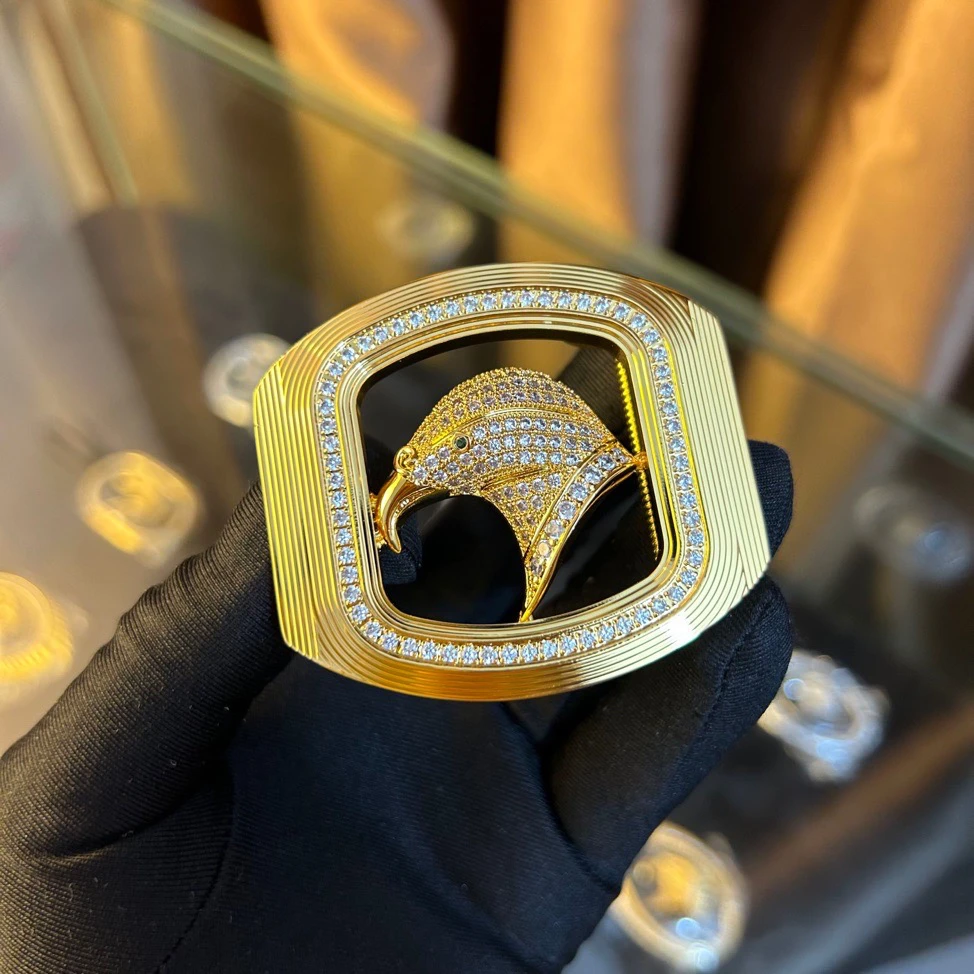 史蒂芬 24K镀金皮带扣头老鹰头3.8男士腰带扣替换扣配件卡扣无皮