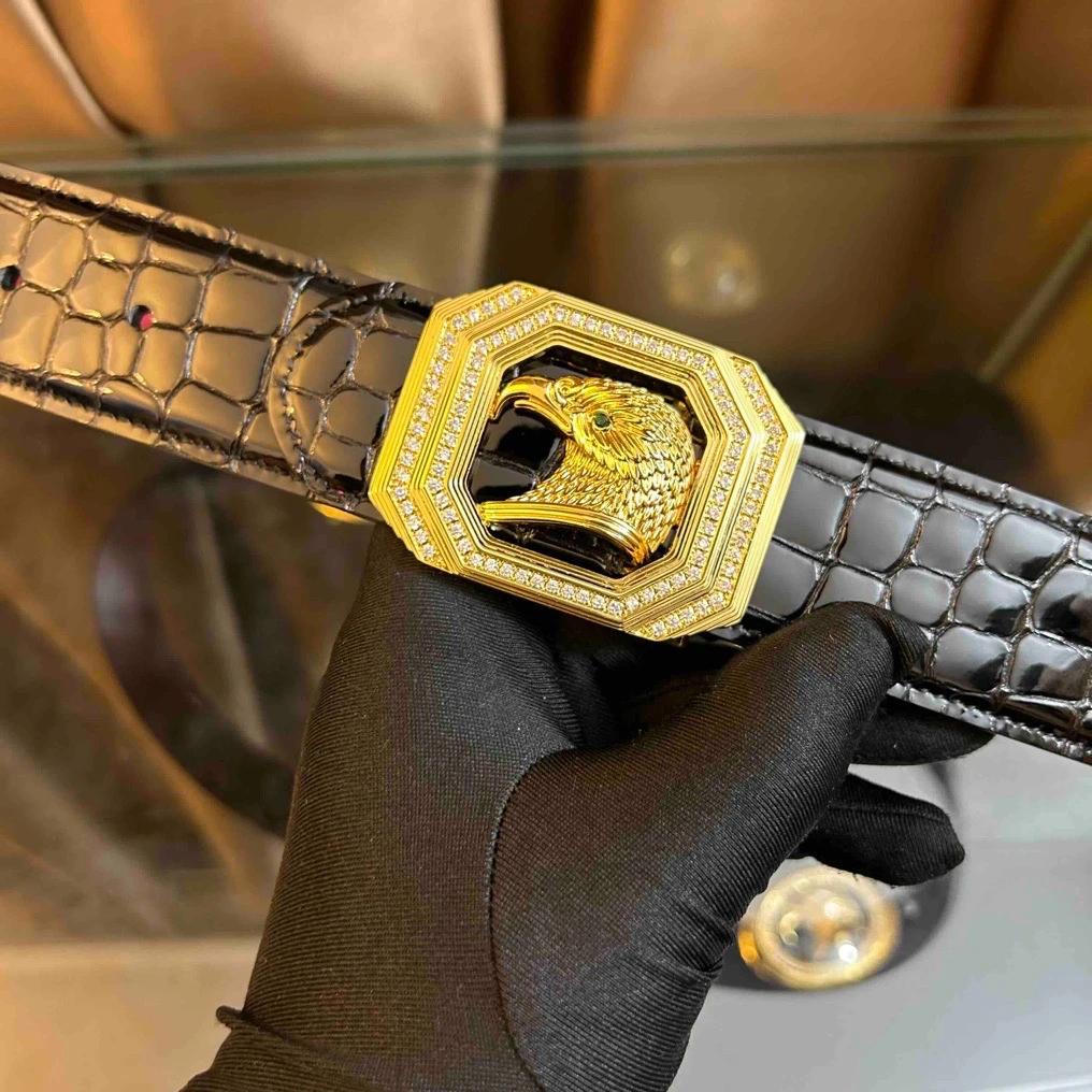 史蒂芬新款百搭男士皮带高档休闲老鹰头牛皮腰带青中老年时尚商务