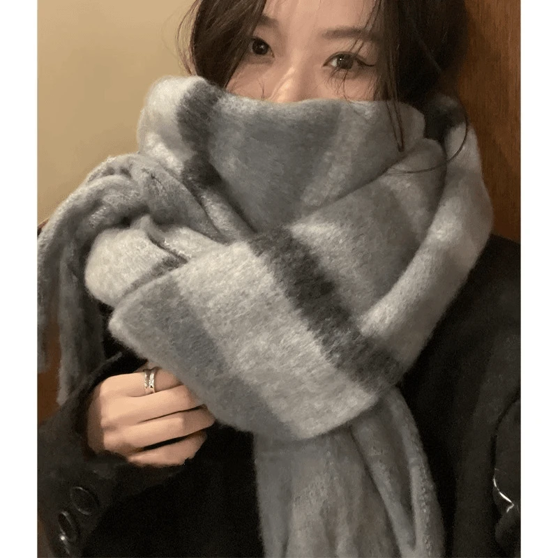 加厚保暖马海毛围巾冬季女高级感软糯氛围感围脖加长情侣围脖百搭