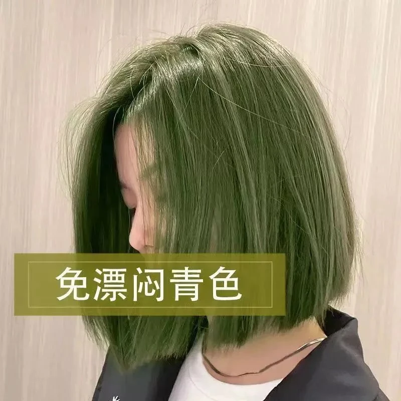 闷青色染发剂2025流行色自己在家染茶青植物遮白发
