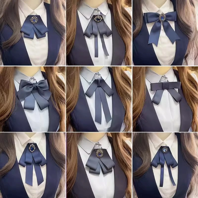 领结女jk制服领花服装配饰衬衣衬衫百搭蓝色飘带蝴蝶结别针装饰品