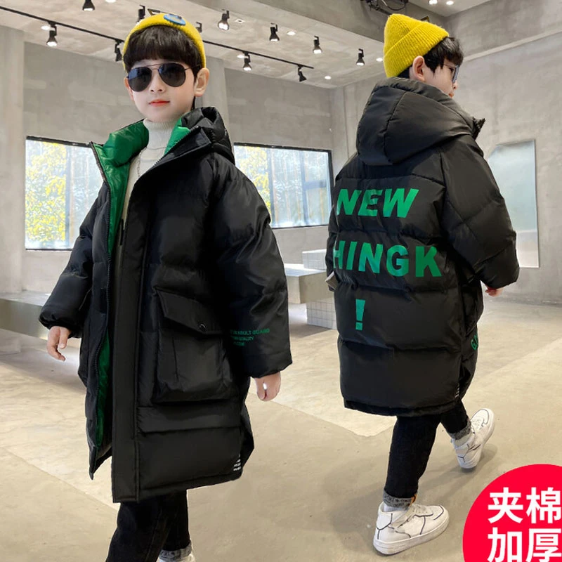 男童冬装棉衣6-12岁男孩中大童冬季中长款加厚棉服帅气保暖棉袄15