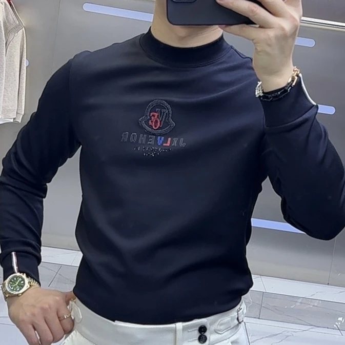 男士新款冬季保暖潮牌时尚百搭休闲打底衫打底男长袖潮牌打底衫冬