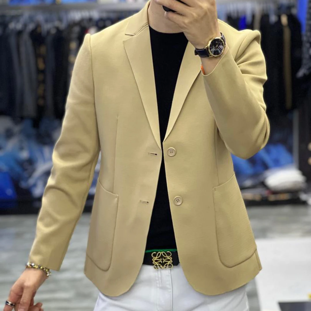 韩版百搭四季通用印花短款纯色春秋季春季男士小西服西服上装