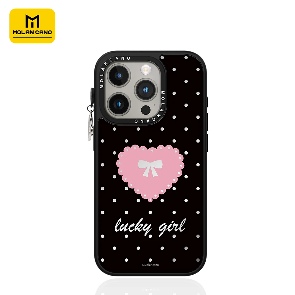 MOLAN CANO高级时尚镜面波点爱心适用IP17PROMAX/16/15磁吸手机壳