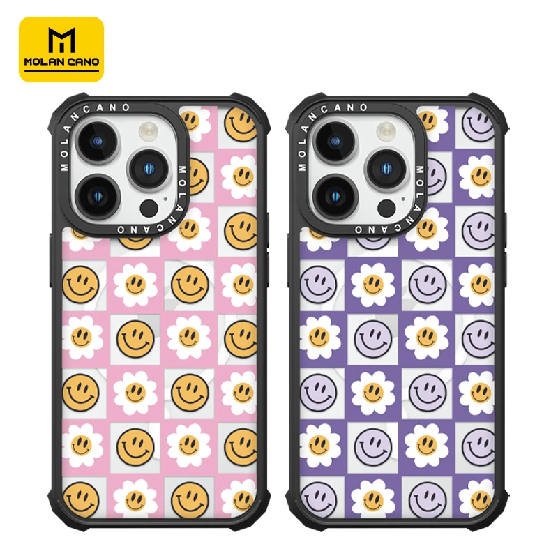 MOLAN CANOiphone17透明磁吸手机壳彩虹笑脸雏菊16/15promax