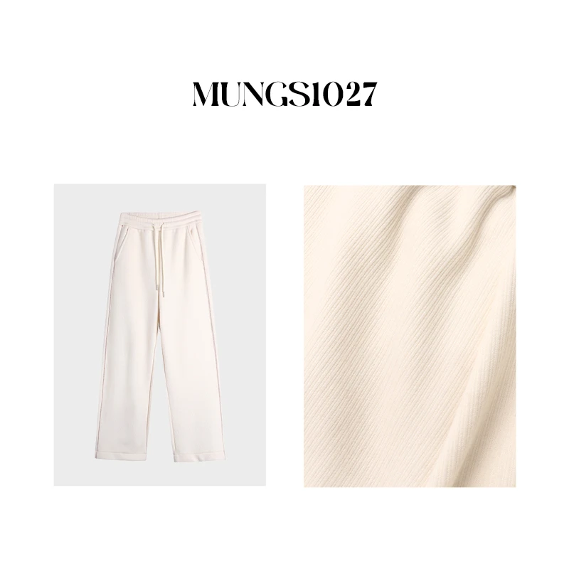 Mungs1027「舒服裤2.0」原创定制面料高腰加绒裤白色阔腿长裤