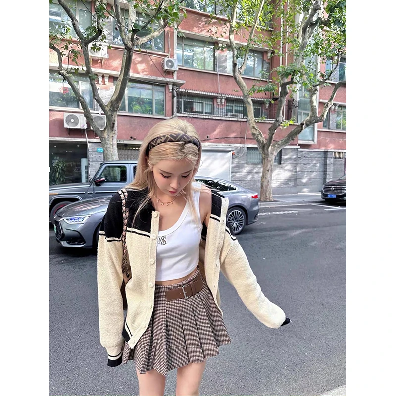 Mungs 1027「复古女高」原创英伦学院风格纹西装外套百褶裙裤套装