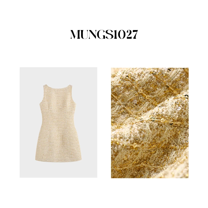 MungsEra「小说女主」原创千金感收腰连衣裙 黑/金