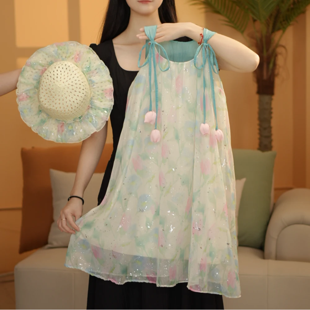 女童连衣裙2025夏季时尚飘带碎花吊带夏款连衣裙T4230001426