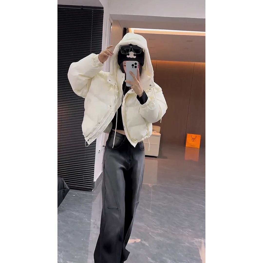 80520冬季新款时尚百搭连帽字母保暖羽绒服 高档加厚休闲高档棉衣