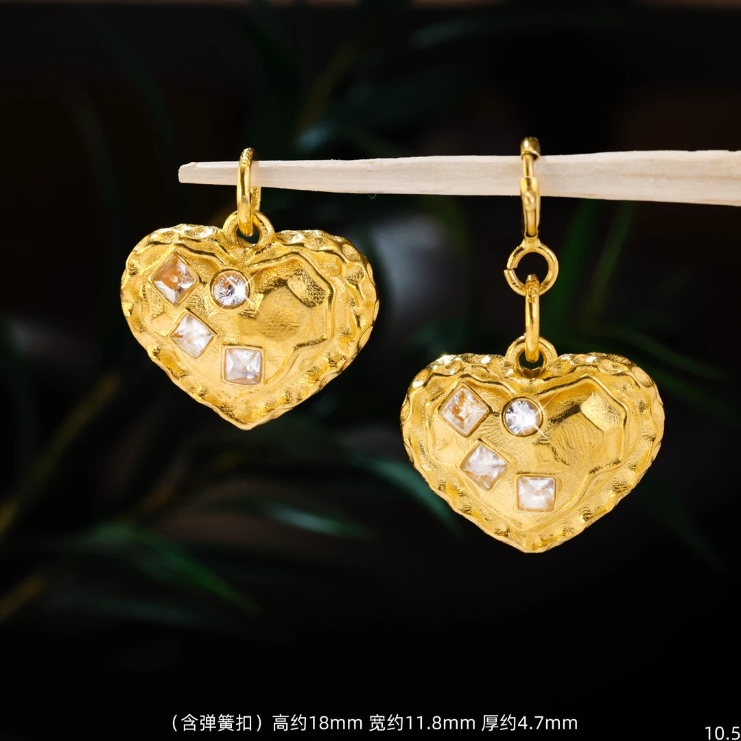 【金豆】18K金双面豪镶爱心吊坠挂坠滴溜精工饱满E