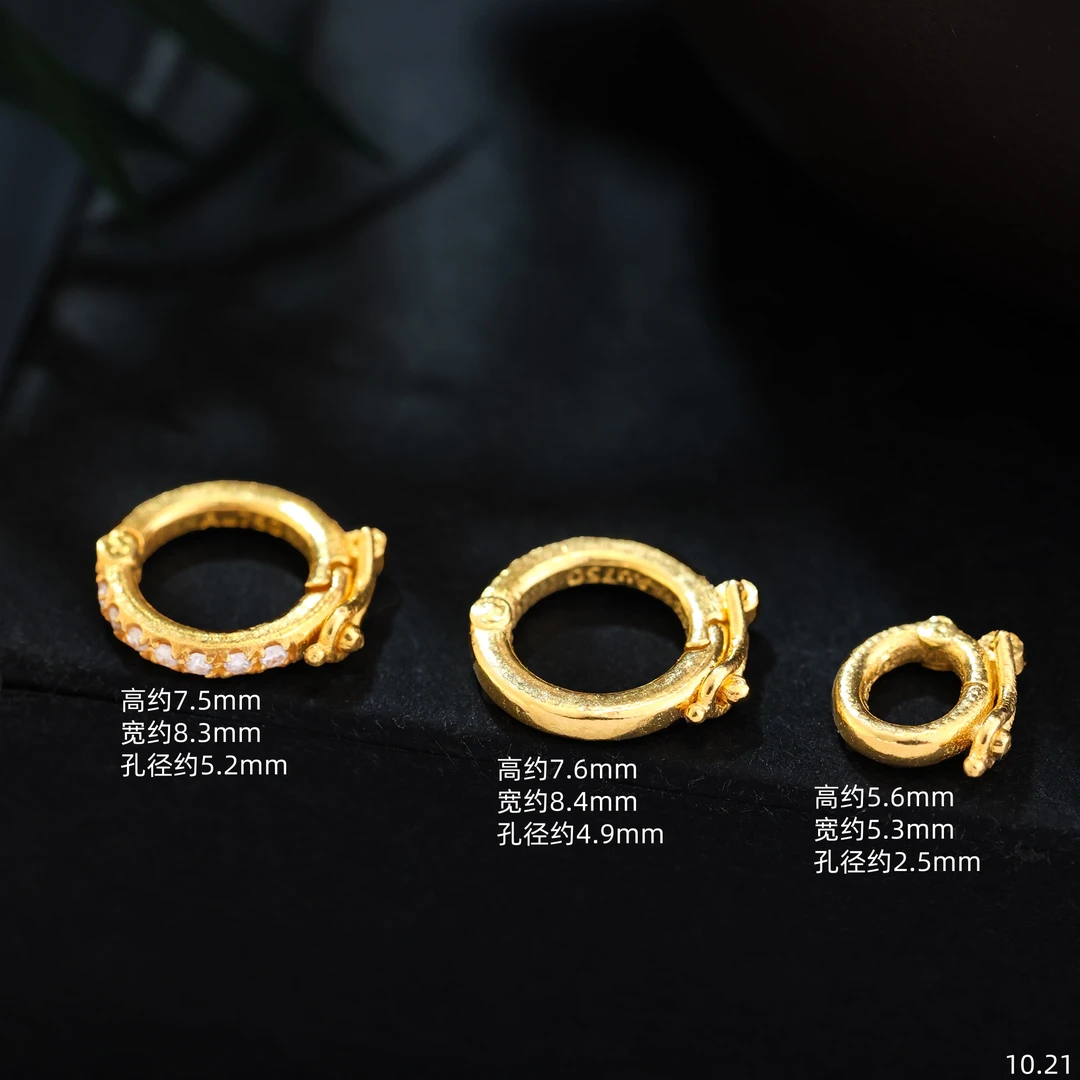 【金豆工厂】18K金双重保险单圈万能扣手链扣吊坠扣项链扣不易开E