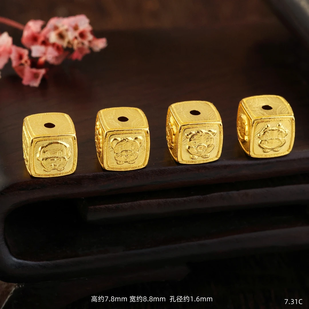 【金豆定制】生肖三合||18K金12生肖三合隔珠本命年转运珠文玩配件C